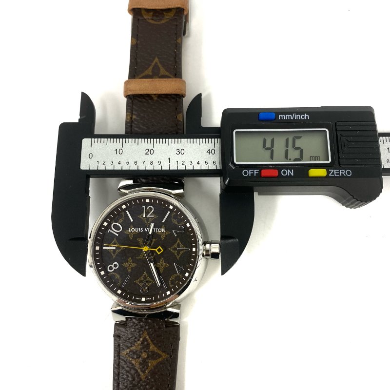△ Louis Vuitton 路易威登 Brown Coated Canvas Strap Silver Stainless Steel Quartz Watch QA072 啡色塗層帆布錶帶銀色不鏽鋼石英手錶 QA072 -257024436-13