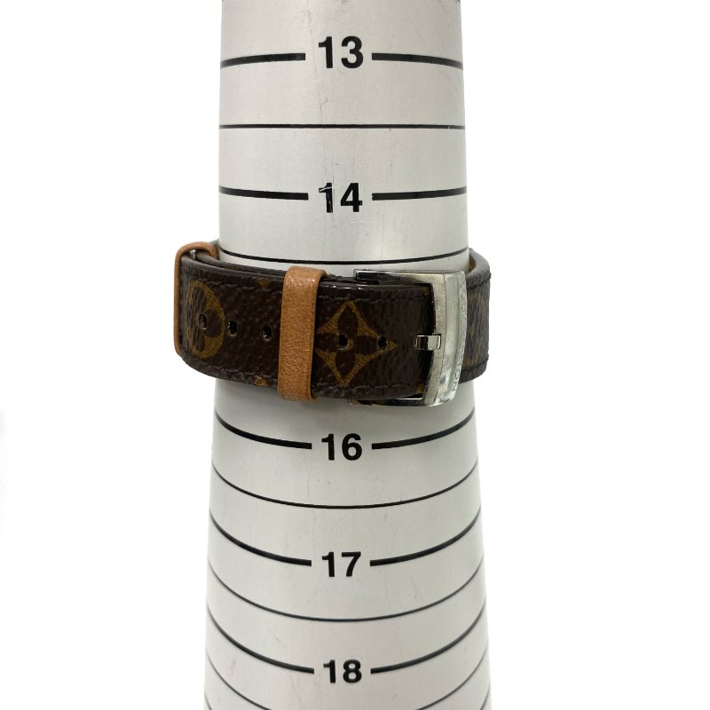 △ Louis Vuitton 路易威登 Brown Coated Canvas Strap Silver Stainless Steel Quartz Watch QA072 啡色塗層帆布錶帶銀色不鏽鋼石英手錶 QA072 -257024436-14
