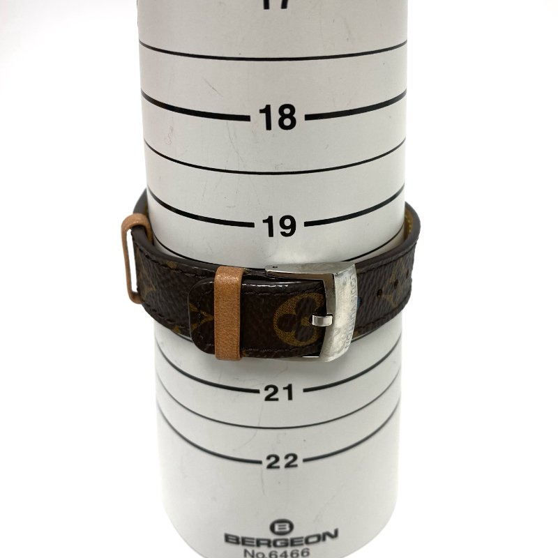 △ Louis Vuitton 路易威登 Brown Coated Canvas Strap Silver Stainless Steel Quartz Watch QA072 啡色塗層帆布錶帶銀色不鏽鋼石英手錶 QA072 -257024436-15
