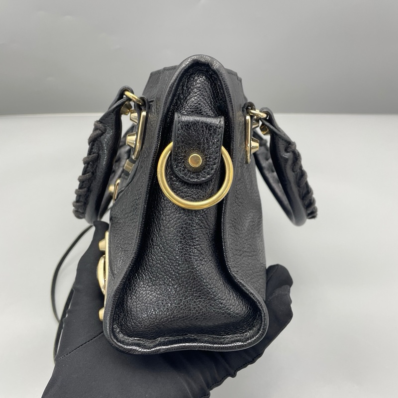 Balenciaga巴黎世家機車包mini黑金-2