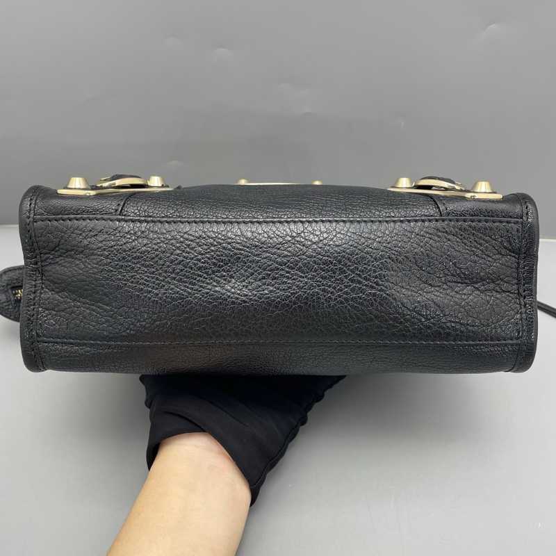 Balenciaga巴黎世家機車包mini黑金-3