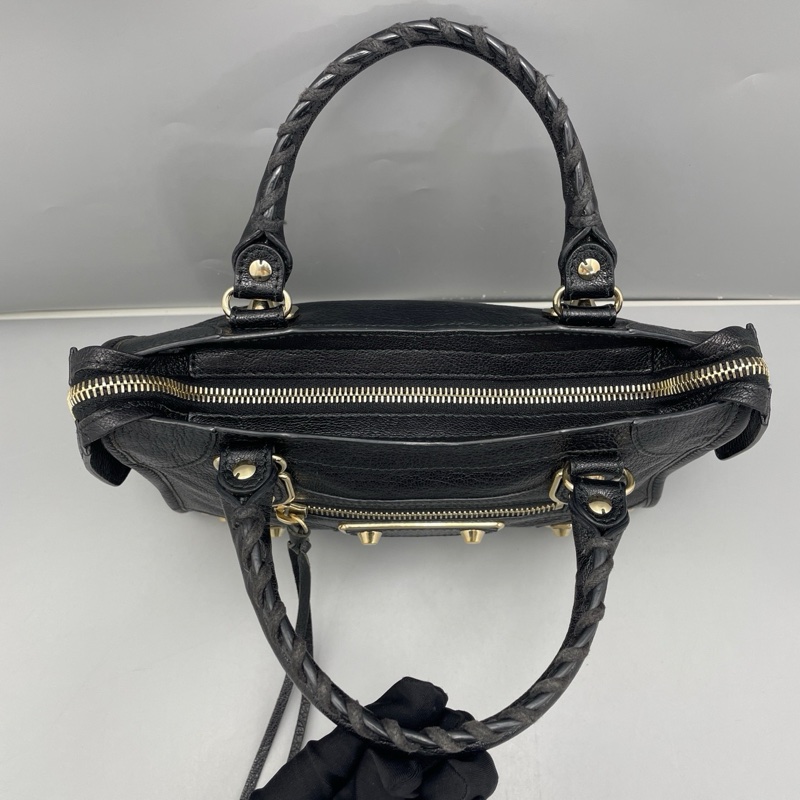 Balenciaga巴黎世家機車包mini黑金-5