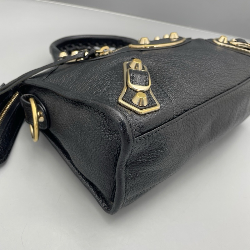 Balenciaga巴黎世家機車包mini黑金-6