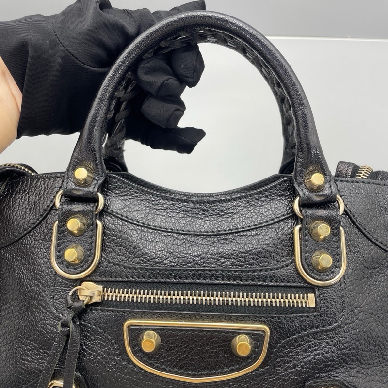 Balenciaga巴黎世家機車包mini黑金-7