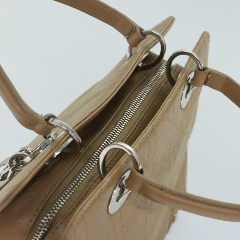 【日本直送】Christian Dior Lady Dior Canage 手提包 皮革 米色 正品 hk1676-5