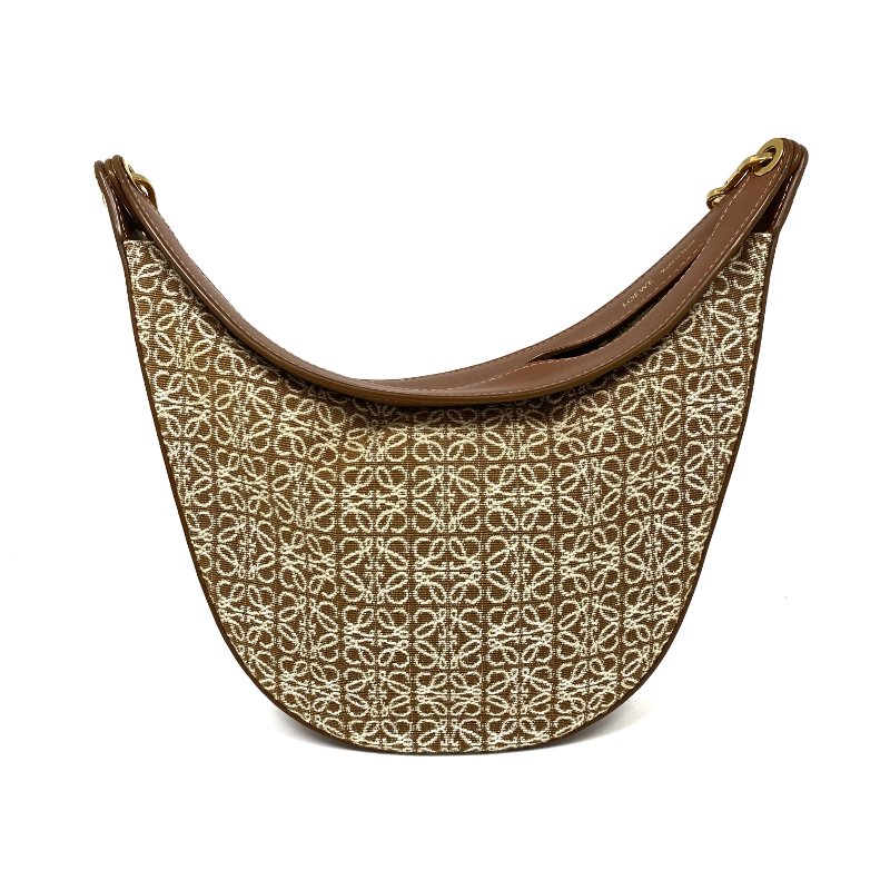 △ Loewe 羅意威 Luna Brown Canvas, Calfskin Shoulder Bag 啡色帆布, 小牛皮肩背袋 -257024773-1
