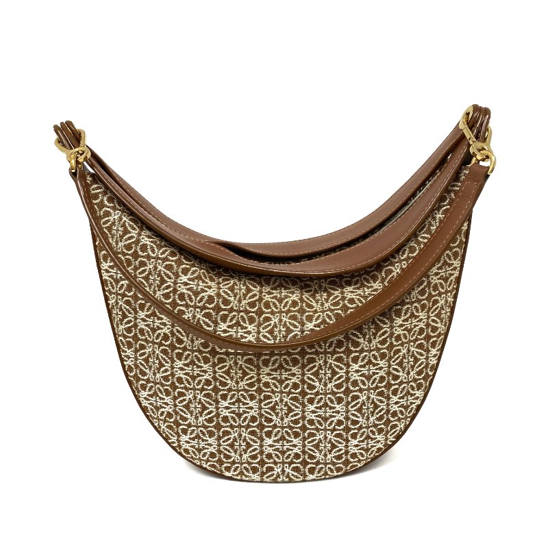 △ Loewe 羅意威 Luna Brown Canvas, Calfskin Shoulder Bag 啡色帆布, 小牛皮肩背袋 -257024773-2