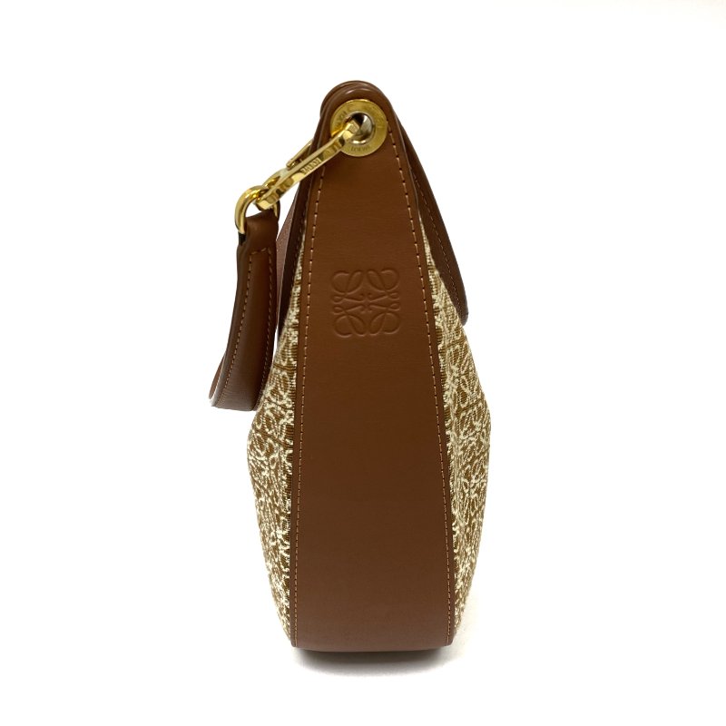 △ Loewe 羅意威 Luna Brown Canvas, Calfskin Shoulder Bag 啡色帆布, 小牛皮肩背袋 -257024773-4