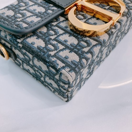 MS0447 Dior 迪奧 30 迷理蒙田緹花布藍色金扣斜肩包Montaigne Box Mini Oblique Jacquard Blue x GHW-7