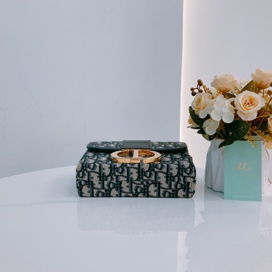 MS0447 Dior 迪奧 30 迷理蒙田緹花布藍色金扣斜肩包Montaigne Box Mini Oblique Jacquard Blue x GHW-5