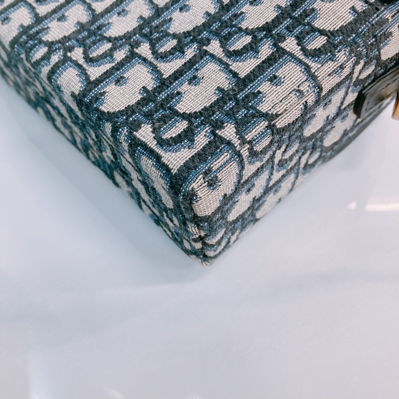 MS0447 Dior 迪奧 30 迷理蒙田緹花布藍色金扣斜肩包Montaigne Box Mini Oblique Jacquard Blue x GHW-9