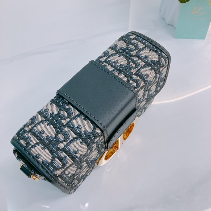 MS0447 Dior 迪奧 30 迷理蒙田緹花布藍色金扣斜肩包Montaigne Box Mini Oblique Jacquard Blue x GHW-10