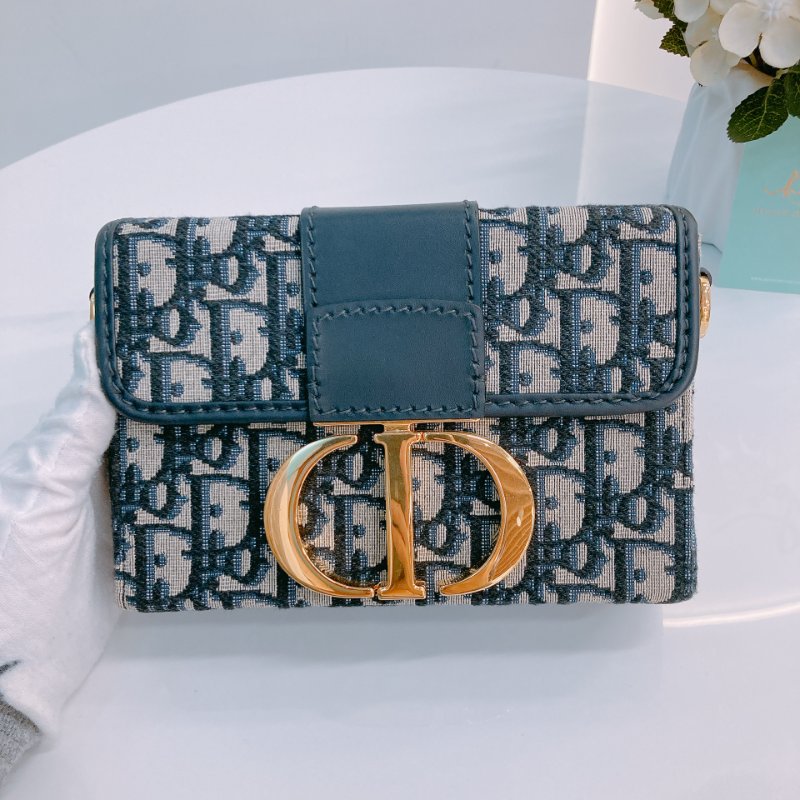 MS0447 Dior 迪奧 30 迷理蒙田緹花布藍色金扣斜肩包Montaigne Box Mini Oblique Jacquard Blue x GHW-11