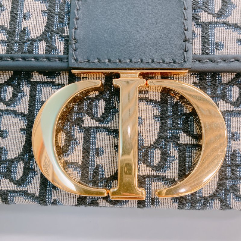 MS0447 Dior 迪奧 30 迷理蒙田緹花布藍色金扣斜肩包Montaigne Box Mini Oblique Jacquard Blue x GHW-12