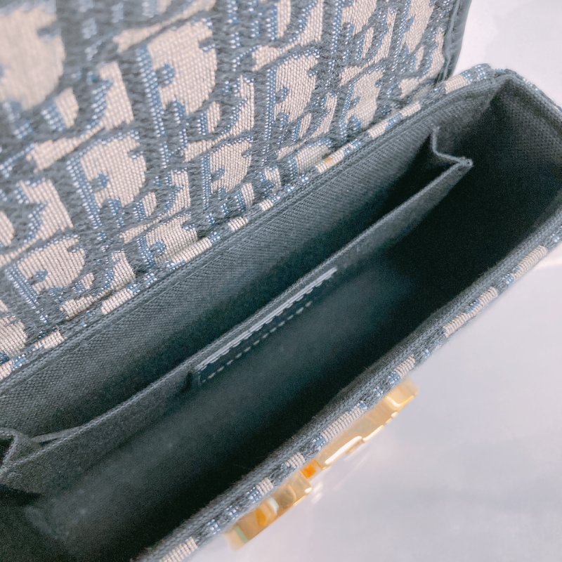 MS0447 Dior 迪奧 30 迷理蒙田緹花布藍色金扣斜肩包Montaigne Box Mini Oblique Jacquard Blue x GHW-15