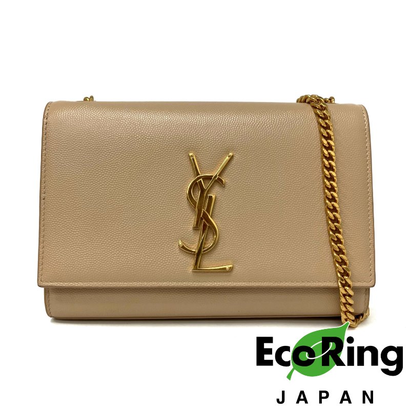☆ Saint Laurent 聖羅蘭 Beige Calfskin Kate Chain Shoulder Bag 米色小牛皮鏈條肩背袋 - 257024877-0