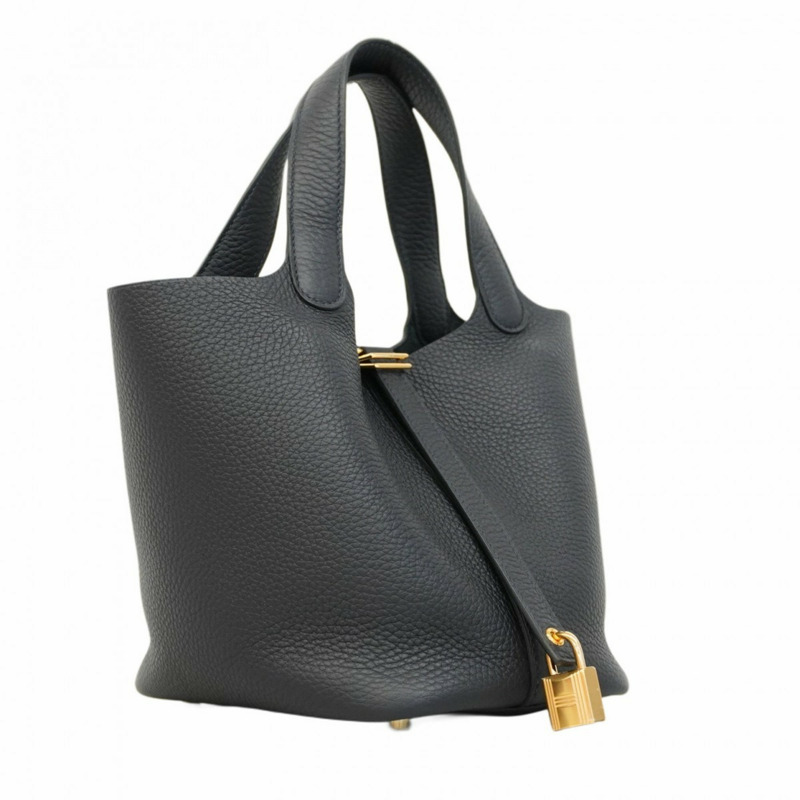 愛馬仕 Hermès Picotin Lock PM 手提包,Taurillon Clemence 藍色靛藍面料,飾有 U 字印記,女士款-1