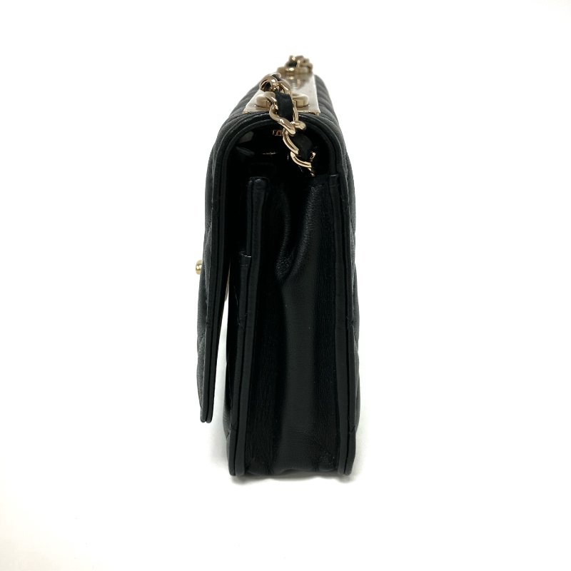 △ Chanel 香奈兒 Trendy Black Lambskin Gold Tone Metal Wallet On Chain 黑色小羊皮金色金屬鏈條銀包 -257024724-3