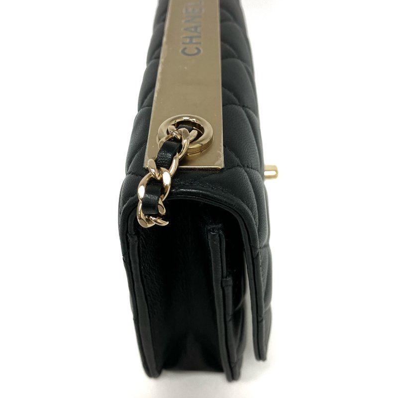 △ Chanel 香奈兒 Trendy Black Lambskin Gold Tone Metal Wallet On Chain 黑色小羊皮金色金屬鏈條銀包 -257024724-5