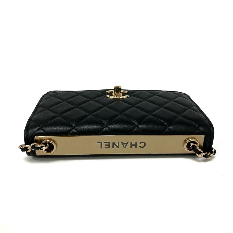 △ Chanel 香奈兒 Trendy Black Lambskin Gold Tone Metal Wallet On Chain 黑色小羊皮金色金屬鏈條銀包 -257024724-7
