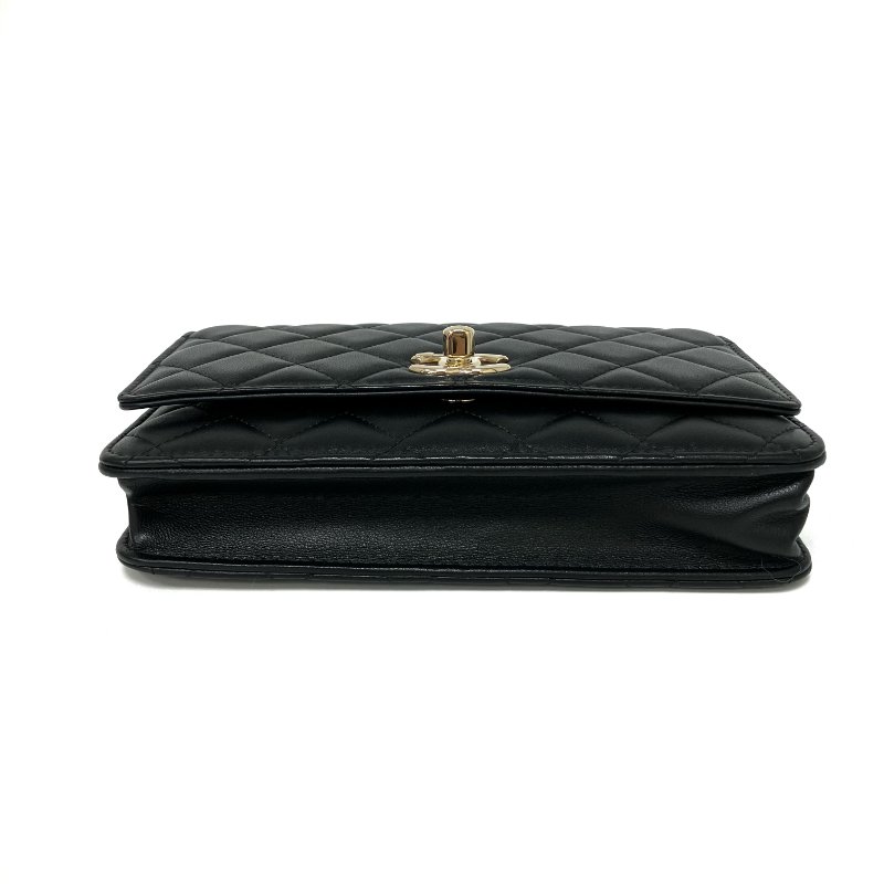 △ Chanel 香奈兒 Trendy Black Lambskin Gold Tone Metal Wallet On Chain 黑色小羊皮金色金屬鏈條銀包 -257024724-8