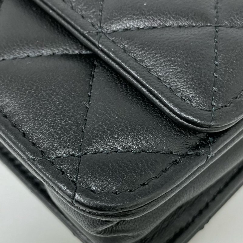 △ Chanel 香奈兒 Trendy Black Lambskin Gold Tone Metal Wallet On Chain 黑色小羊皮金色金屬鏈條銀包 -257024724-10