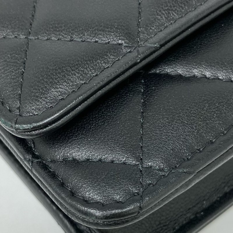 △ Chanel 香奈兒 Trendy Black Lambskin Gold Tone Metal Wallet On Chain 黑色小羊皮金色金屬鏈條銀包 -257024724-11