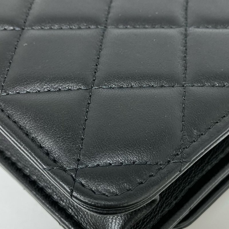 △ Chanel 香奈兒 Trendy Black Lambskin Gold Tone Metal Wallet On Chain 黑色小羊皮金色金屬鏈條銀包 -257024724-12