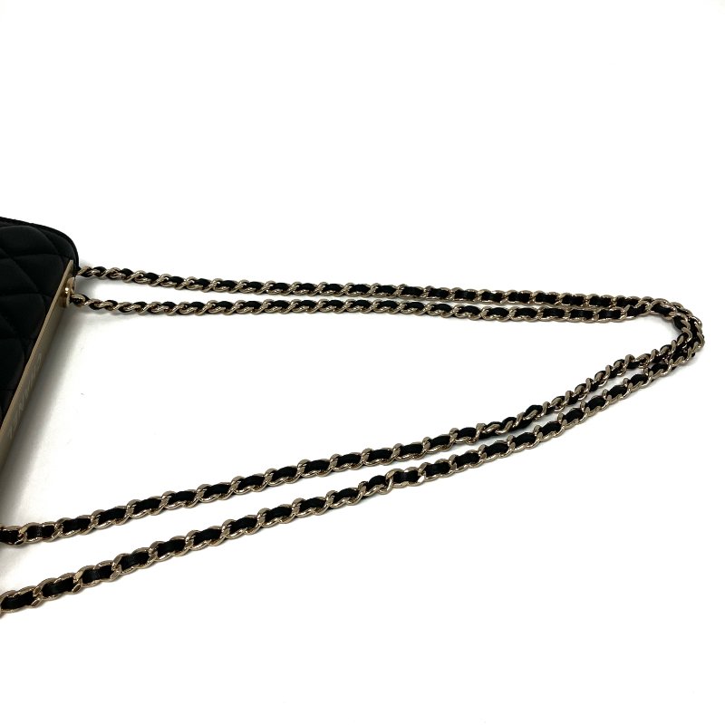 △ Chanel 香奈兒 Trendy Black Lambskin Gold Tone Metal Wallet On Chain 黑色小羊皮金色金屬鏈條銀包 -257024724-14