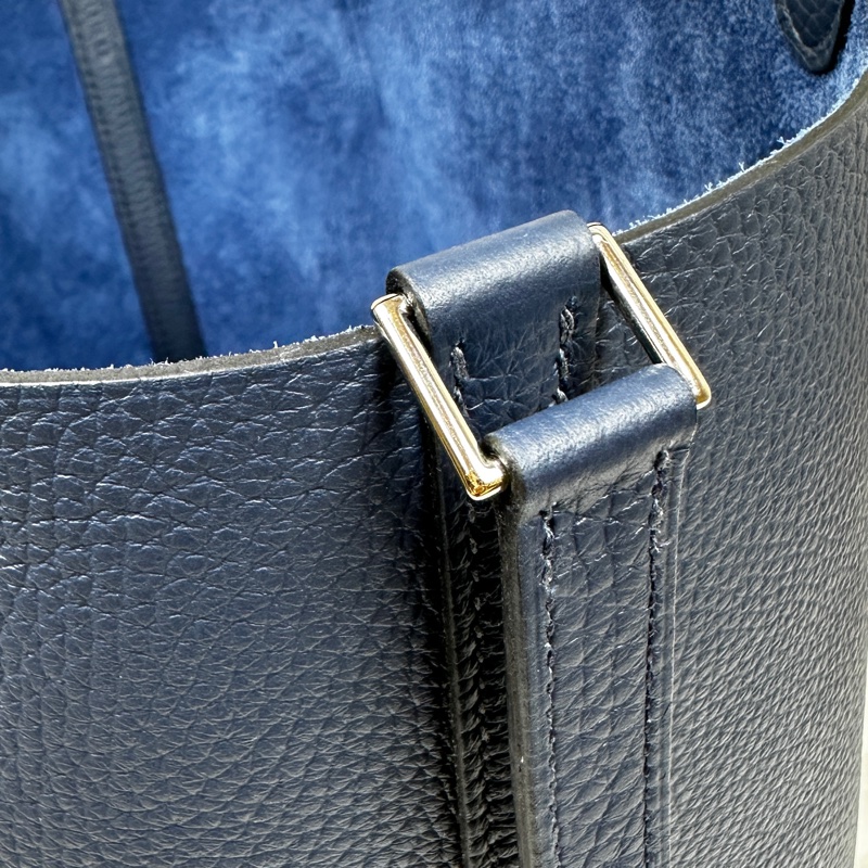 閒置全新 愛馬仕/Hermes Picotin Lock 18 藍色菜籃子手提水桶包23x18x23cm-9