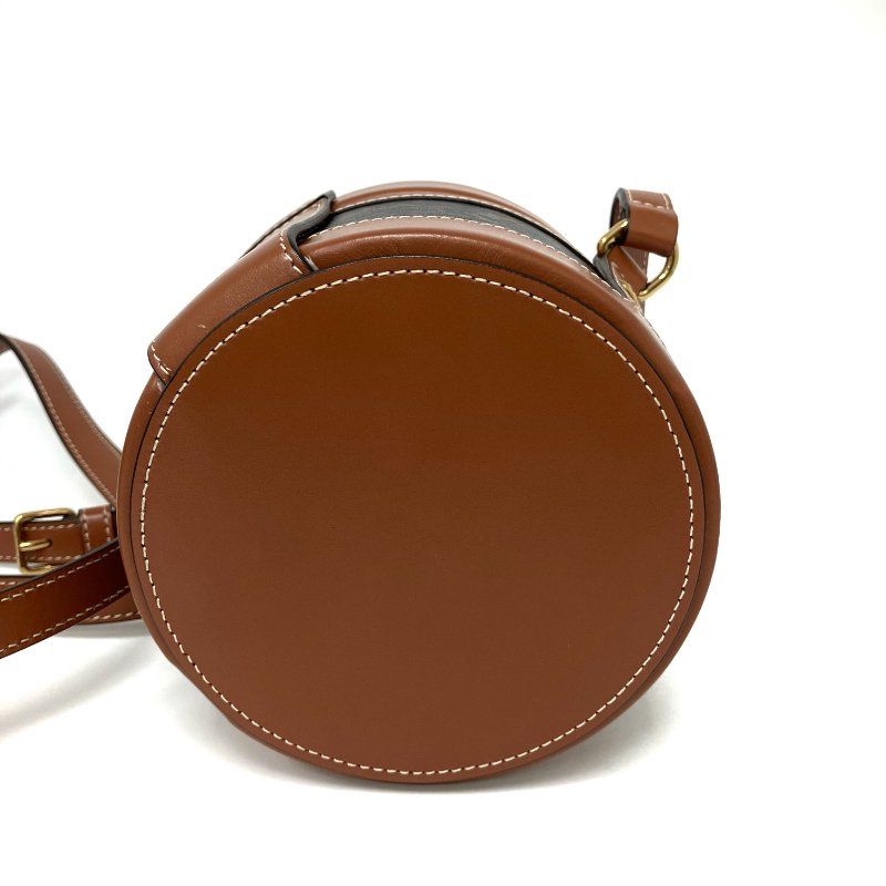 △ Celine 思琳 Tambour Brown Coated Canvas Calfskin Triomphe Shoulder Bag 啡色塗層帆布小牛皮肩背袋 -257025092-8