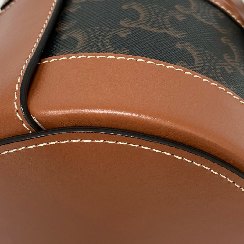 △ Celine 思琳 Tambour Brown Coated Canvas Calfskin Triomphe Shoulder Bag 啡色塗層帆布小牛皮肩背袋 -257025092-9