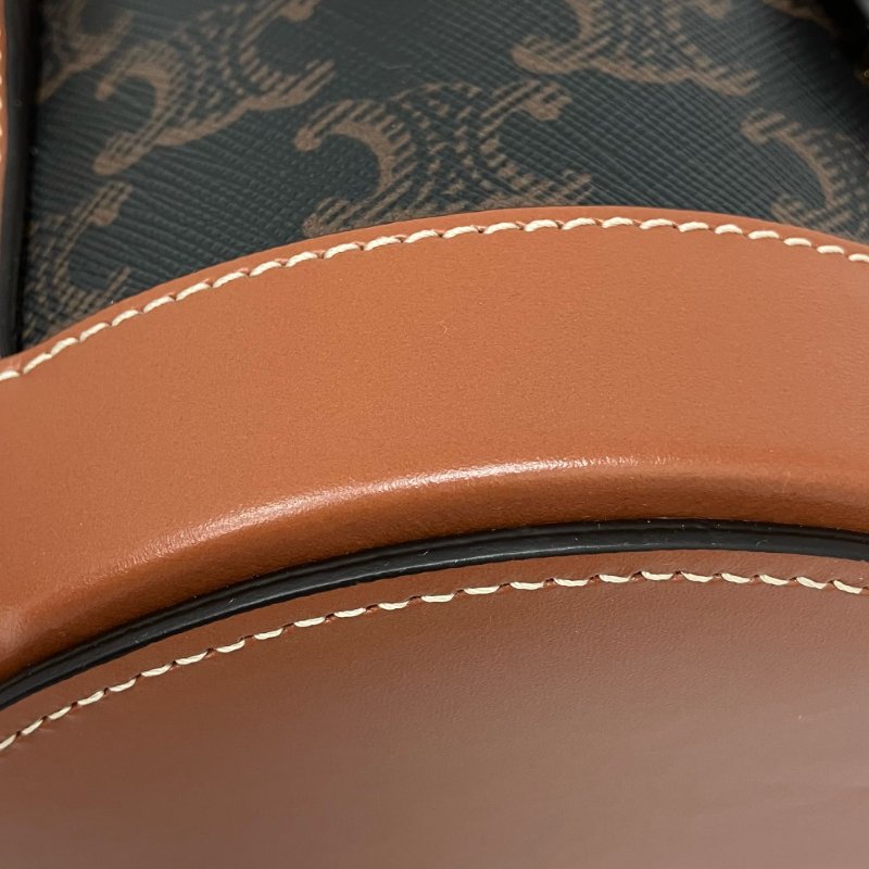 △ Celine 思琳 Tambour Brown Coated Canvas Calfskin Triomphe Shoulder Bag 啡色塗層帆布小牛皮肩背袋 -257025092-12