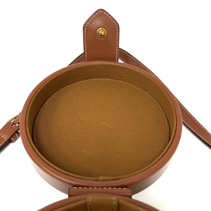 △ Celine 思琳 Tambour Brown Coated Canvas Calfskin Triomphe Shoulder Bag 啡色塗層帆布小牛皮肩背袋 -257025092-14