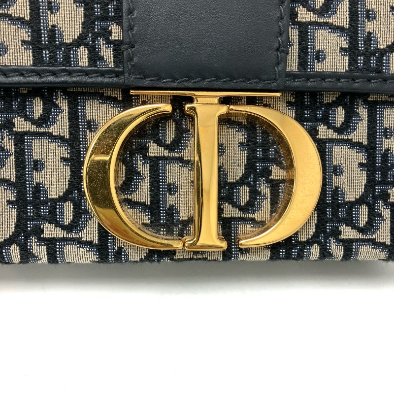 △ Christian Dior 迪奧 Montaigne 30 Navy, Beige Canvas, Calfskin Oblique Shoulder Bag 深藍色,米色帆布, 小牛皮肩背袋 -257024875-7