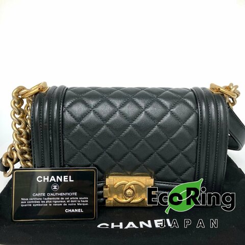 △ Chanel 香奈兒 Boy Black Calfskin Gold Tone Ruthenium-Finish Metal Chain Shoulder Bag No.22 A67085 黑色小牛皮金色鍍釕金屬鏈條肩背袋 No.22 A67085 -257025031