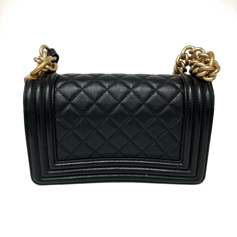 △ Chanel 香奈兒 Boy Black Calfskin Gold Tone Ruthenium-Finish Metal Chain Shoulder Bag No.22 A67085 黑色小牛皮金色鍍釕金屬鏈條肩背袋 No.22 A67085 -257025031-2