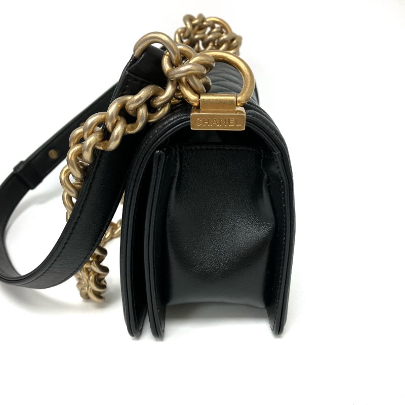 △ Chanel 香奈兒 Boy Black Calfskin Gold Tone Ruthenium-Finish Metal Chain Shoulder Bag No.22 A67085 黑色小牛皮金色鍍釕金屬鏈條肩背袋 No.22 A67085 -257025031-3