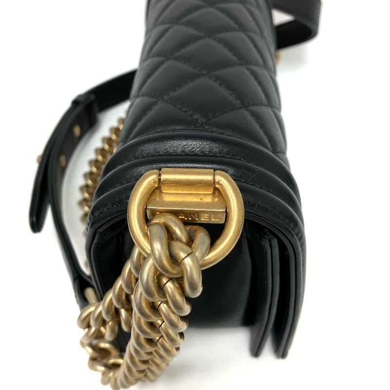 △ Chanel 香奈兒 Boy Black Calfskin Gold Tone Ruthenium-Finish Metal Chain Shoulder Bag No.22 A67085 黑色小牛皮金色鍍釕金屬鏈條肩背袋 No.22 A67085 -257025031-5