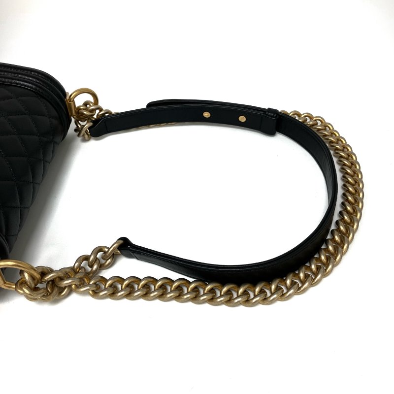△ Chanel 香奈兒 Boy Black Calfskin Gold Tone Ruthenium-Finish Metal Chain Shoulder Bag No.22 A67085 黑色小牛皮金色鍍釕金屬鏈條肩背袋 No.22 A67085 -257025031-14