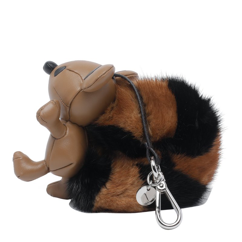 🎉新品好折扣✨Fendi 7AS410 Furette 拼色貂毛棕色造型吊飾-4