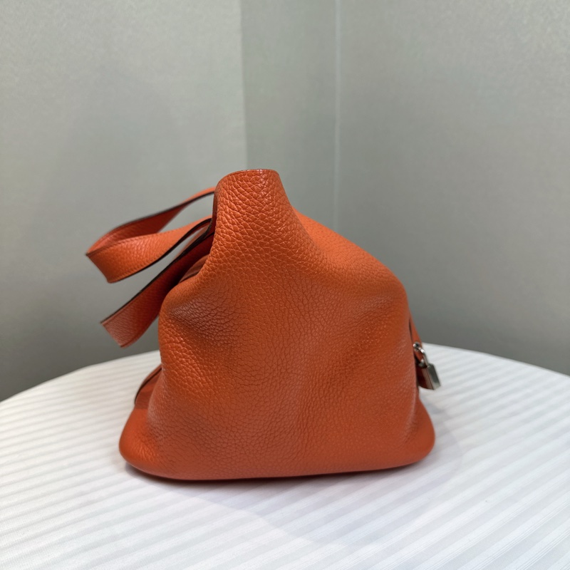 愛馬仕/Hermes Picotin Lock 18 橘色菜籃子手提水桶包 23x18x23cm-2