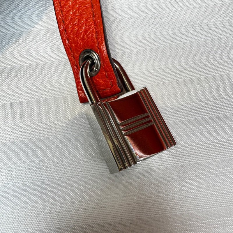 愛馬仕/Hermes Picotin Lock 18 橘色菜籃子手提水桶包 23x18x23cm-7