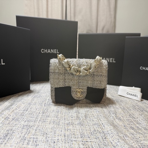 香奈兒chanel25b灰粗花呢