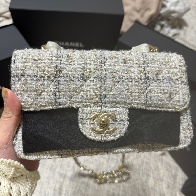 香奈兒chanel25b灰粗花呢-6