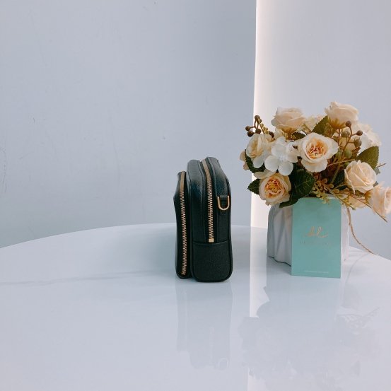 MS0451 Christian Dior 迪奧 黑色雙層拉鍊斜肩包 Double Pouch Crossbody Grained Calfskin Black-4