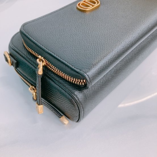 MS0451 Christian Dior 迪奧 黑色雙層拉鍊斜肩包 Double Pouch Crossbody Grained Calfskin Black-6