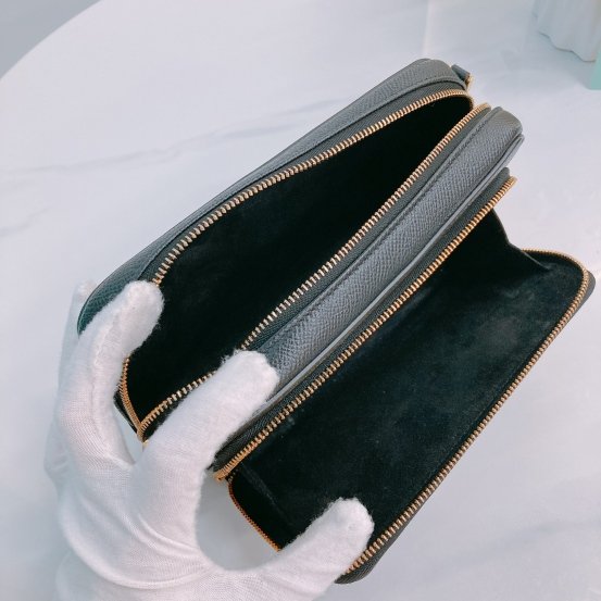 MS0451 Christian Dior 迪奧 黑色雙層拉鍊斜肩包 Double Pouch Crossbody Grained Calfskin Black-11