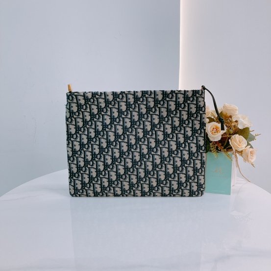MS0453 Dior 迪奧 藍色老花手拿包 Pouch 29cm With Zipper Oblique Jacquard Blue-0