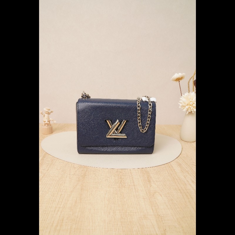 LV twist扭扭包中號藍色EPI壓紋牛皮-0
